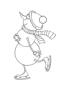 Christmas Snowman Skates Scarf Carrot Winter Tracing Shape Pdf, Free Vectors File
